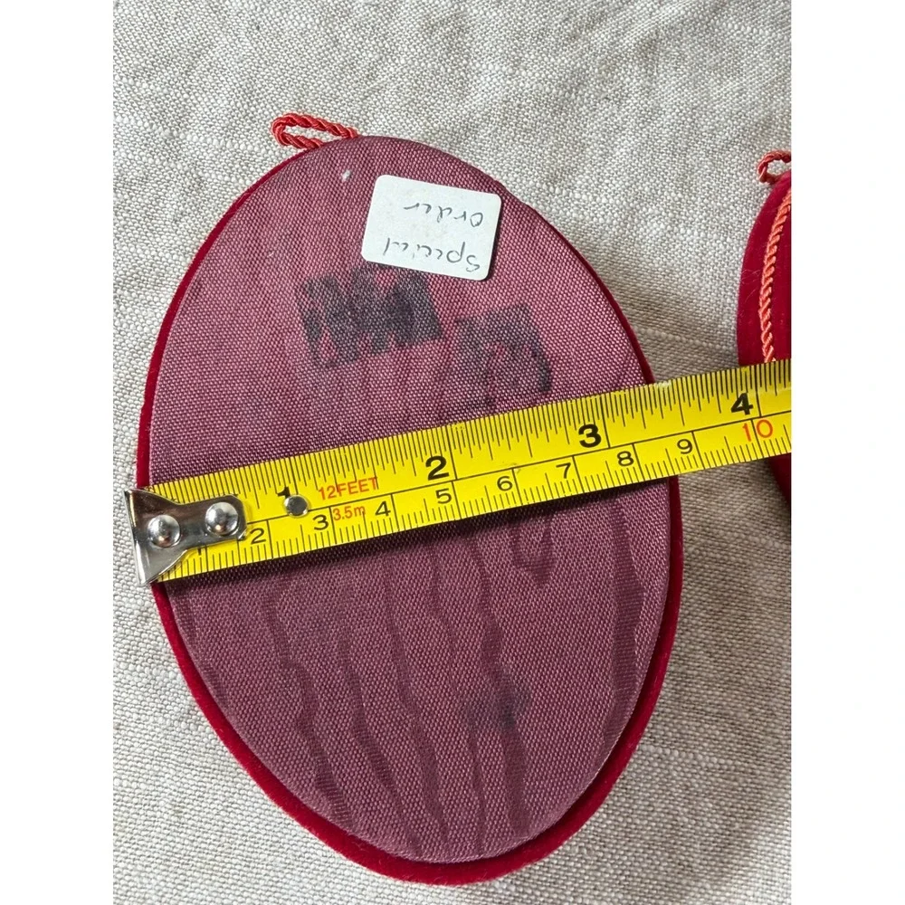 Vintage Pewter Floral Wall Plaques Red Velvet Oval Set of 2 Victorian Decor